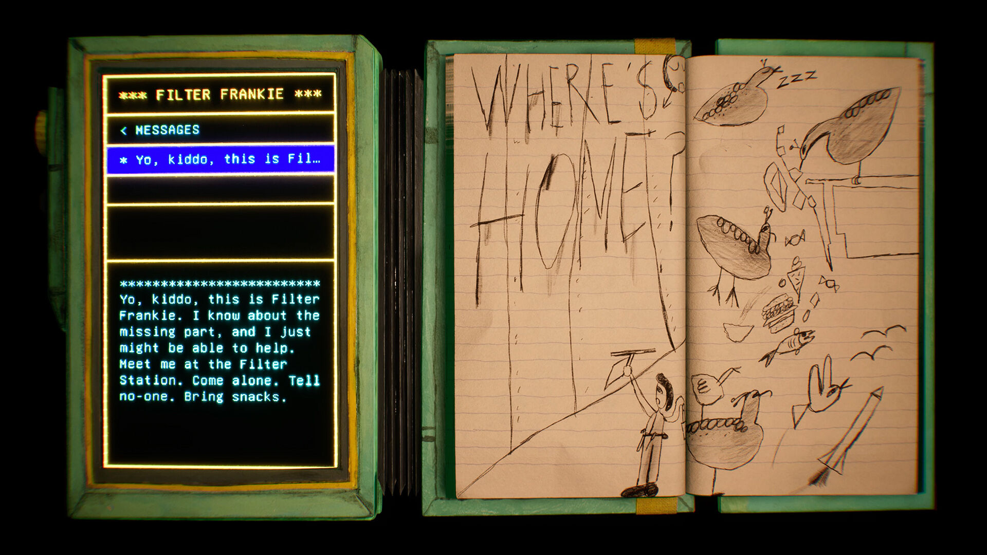 Harold Halibut - In-game PDA device interface